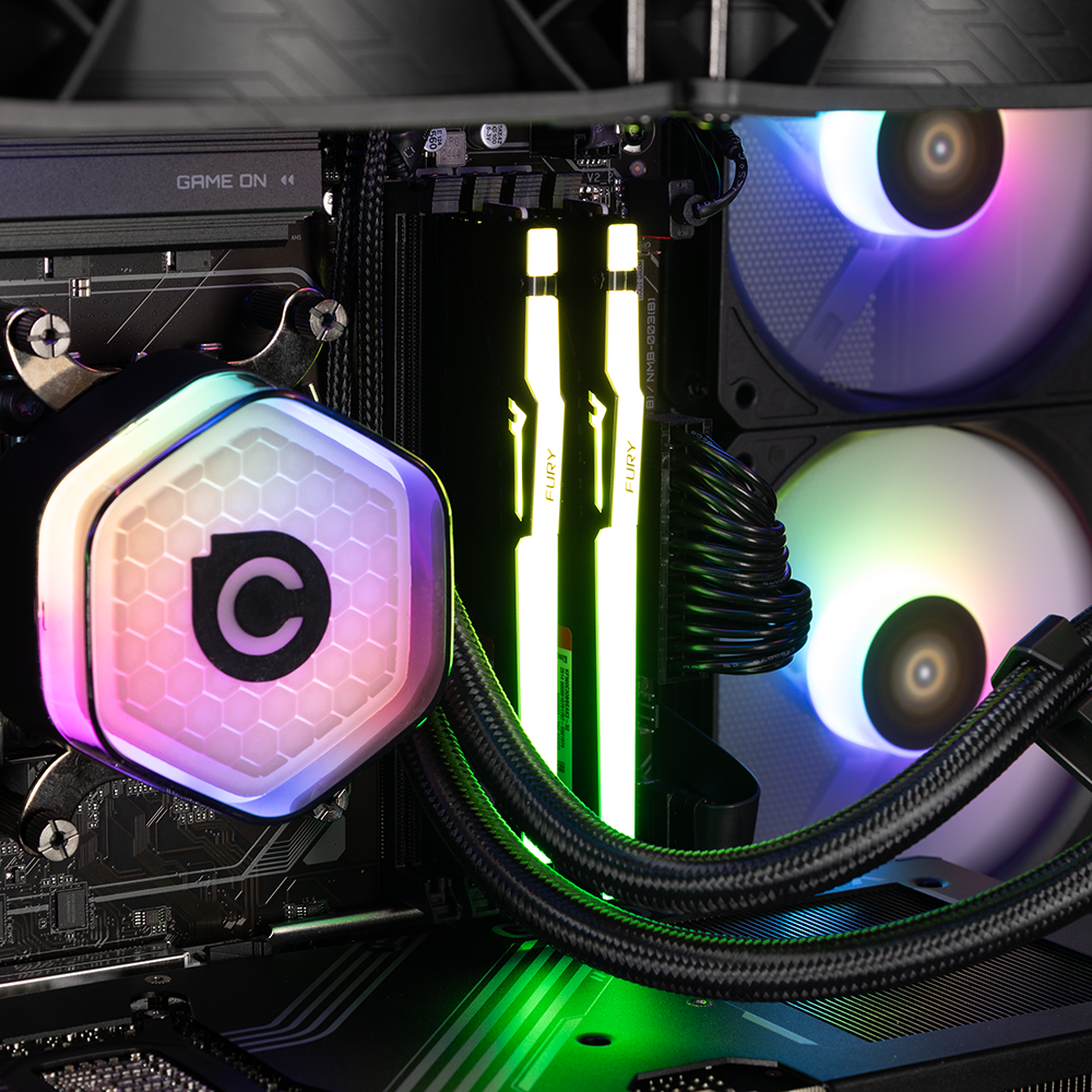 The memory installed in the slots of the motherboard