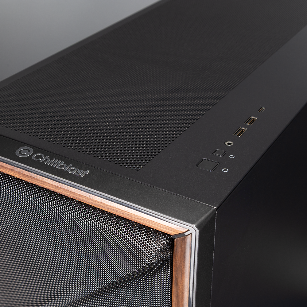 The Antec FLUX case, viewed at from above and to the front