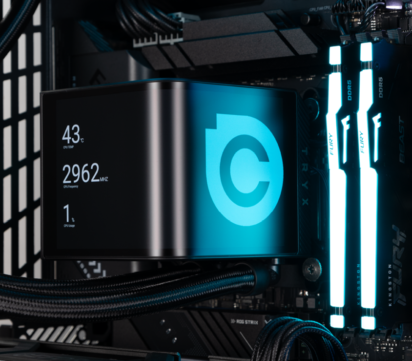 The TRYX PANORAMA cooler in the Verge Icon gaming PC