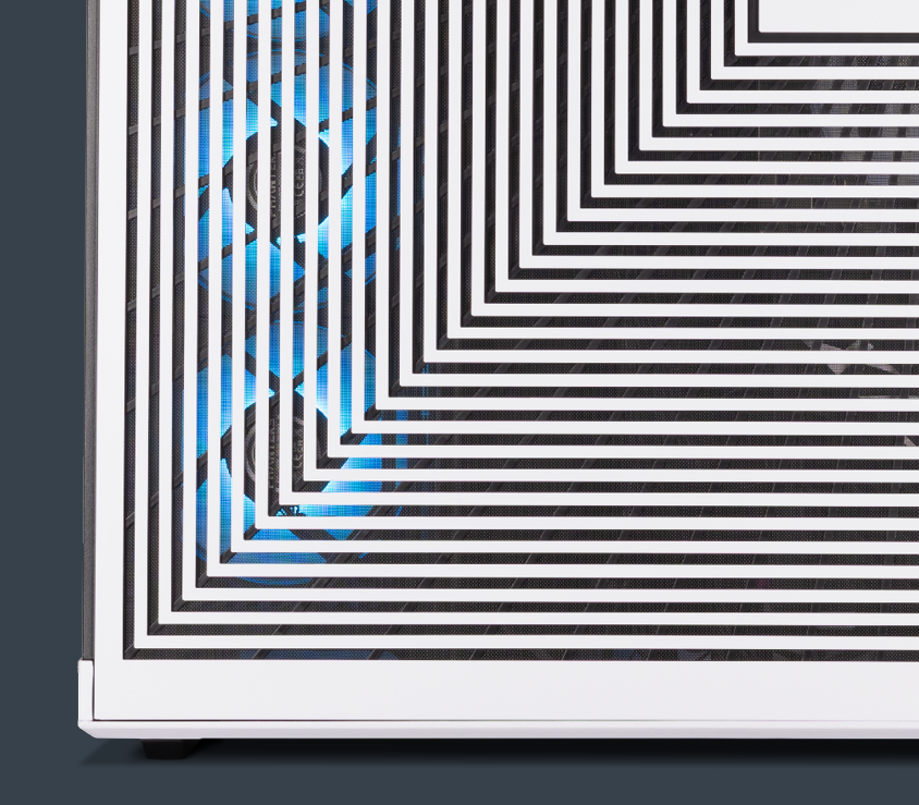 A view of the pattern along the right side of the Verge Icon gaming PC
