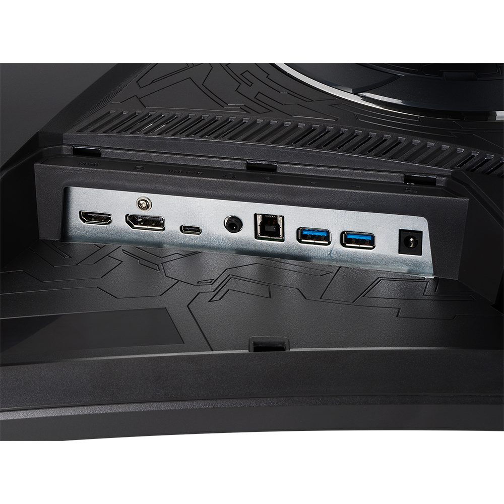 The input ports on the rear of a monitor
