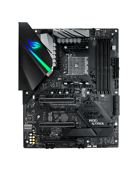 Image of an Asus ROG Strix B450-E motherboard