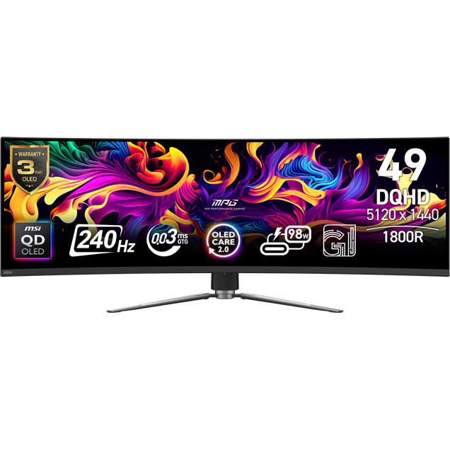 MSI MPG 491CQPX Dual Quad HD 49" Curved QD-OLED Gaming Monitor - Black