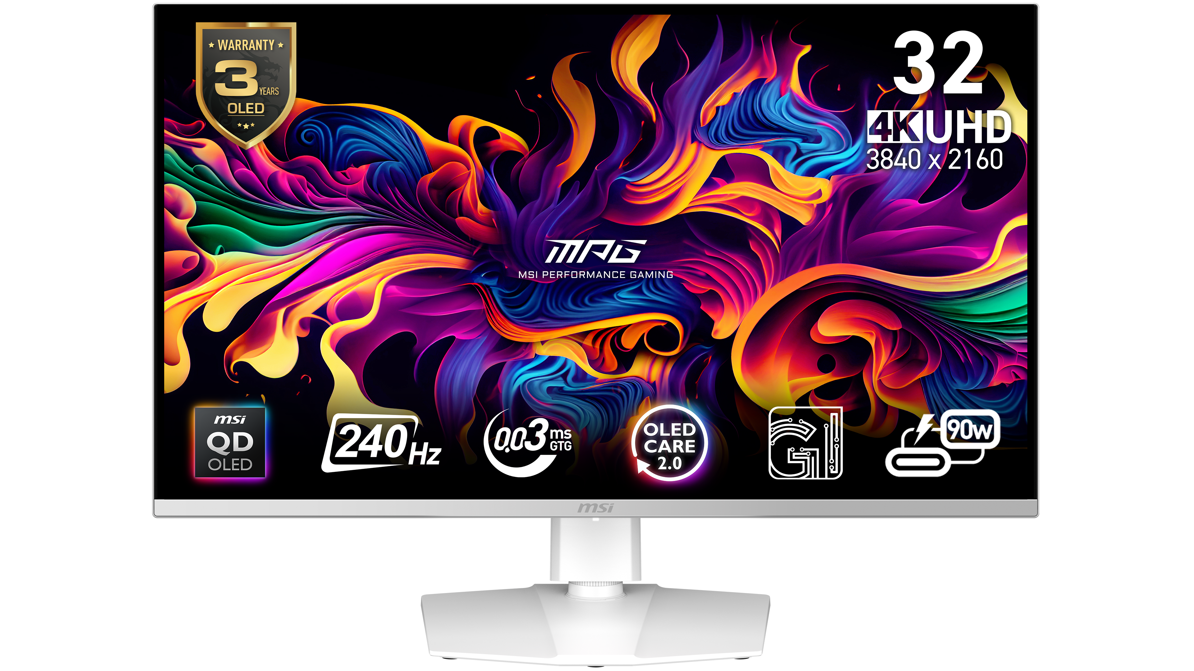 MSI 32" MPG 321URXW QD-OLED 3840x2160 QD-OLED 240Hz 0.03ms True Black 400 FreeSync Widescreen Gaming Monitor