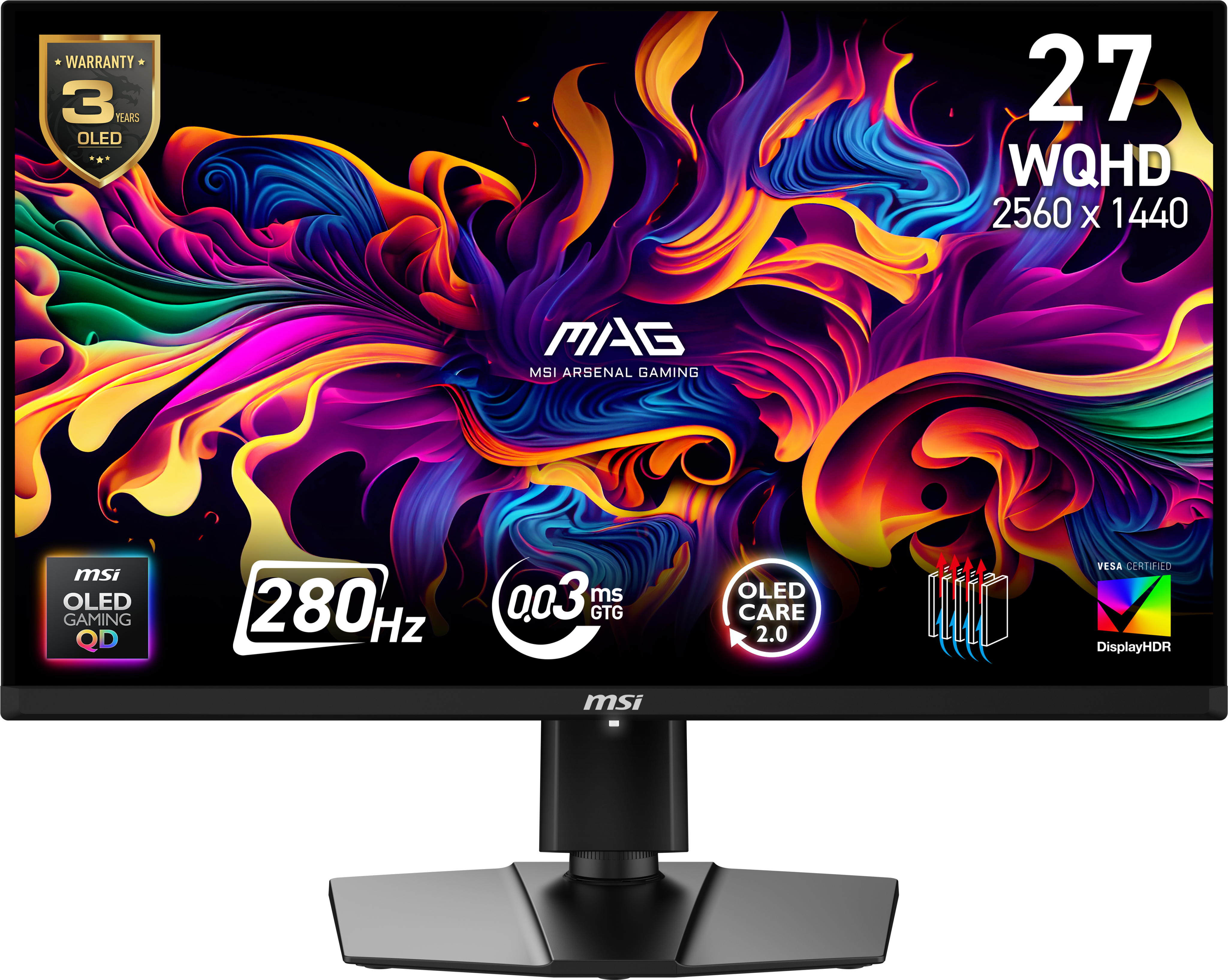 MSI MAG 271QP QD-OLED X28 27" 2560x1440 (WQHD) QD-OLED 280Hz 0.03ms Adaptive Sync HDMI 2.1 Widescreen Gaming Monitor