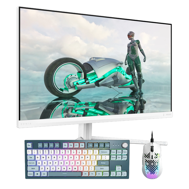 Bundle - Philips Evnia 27M2N3201A 27" FHD 180Hz Gaming Monitor, Montech MKey Freedom TKL Gaming Keyboard, SteelSeries Aerox 3 Gaming Mouse